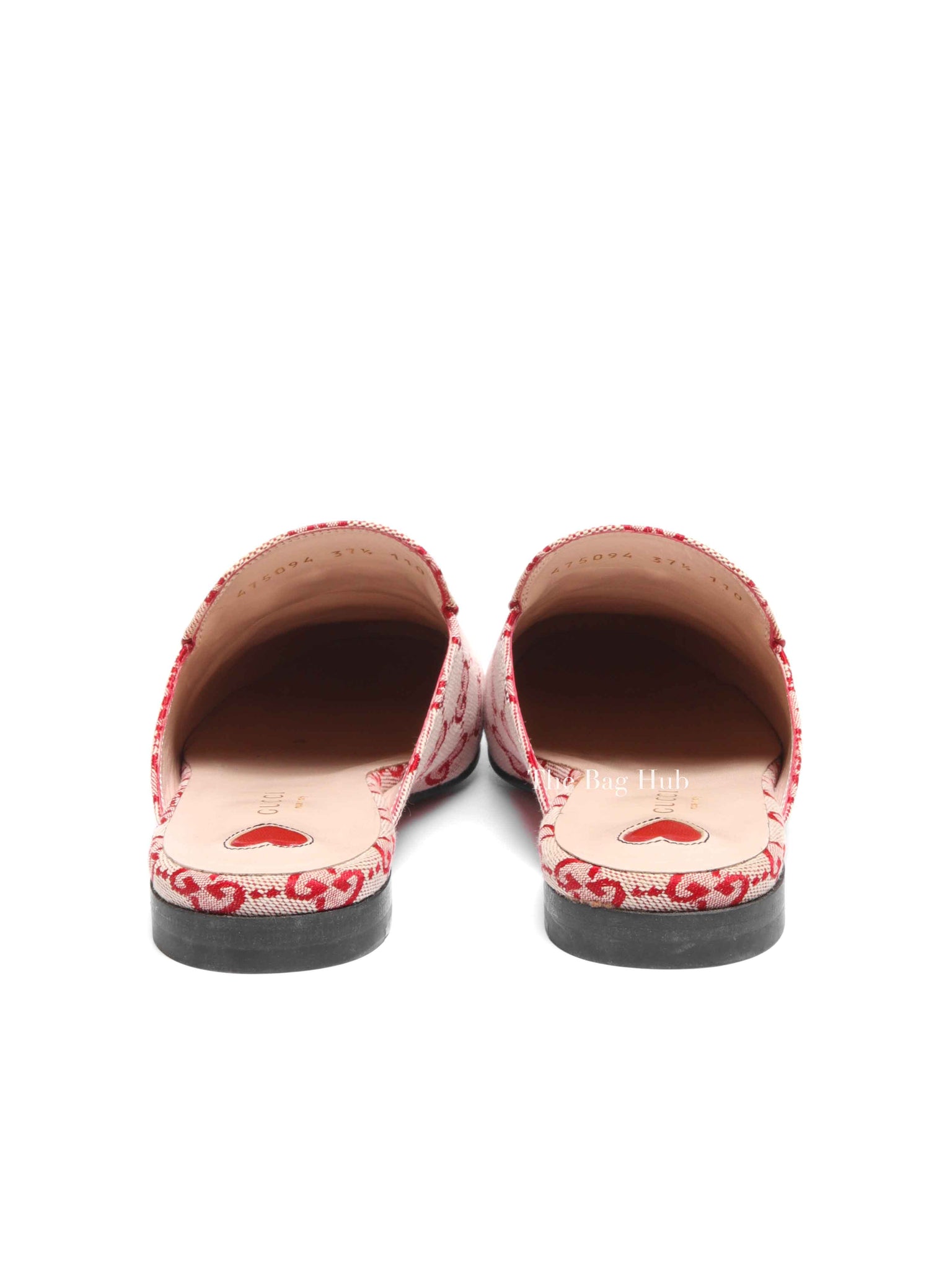 Gucci Red GG Canvas Horsebit Princetown Horsebit Flat Mules Size 37.5