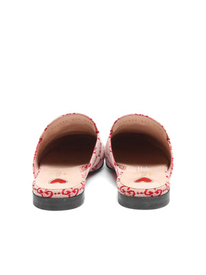 Gucci Red GG Canvas Horsebit Princetown Horsebit Flat Mules Size 37.5