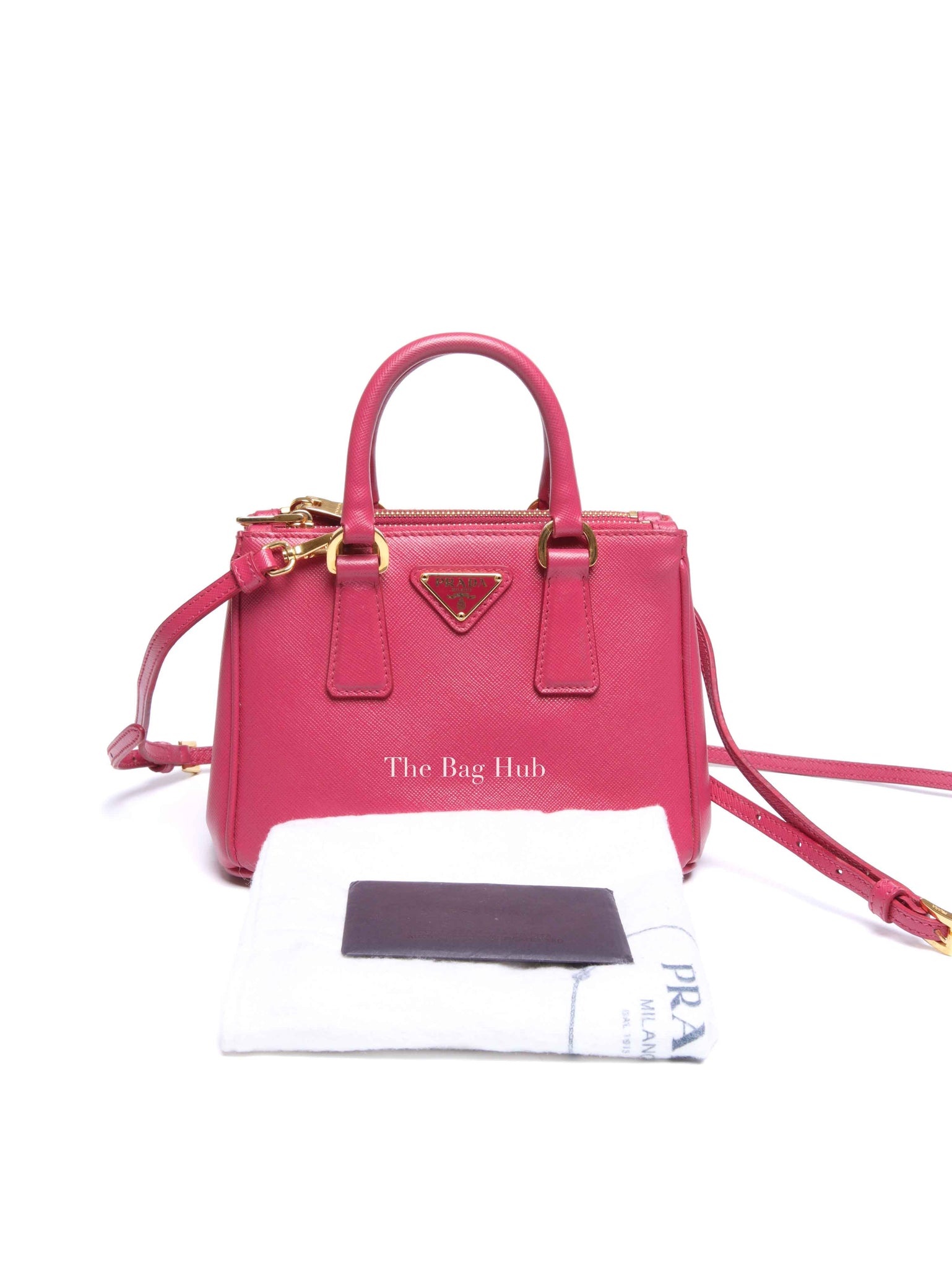 Prada Peonia Saffiano Leather Mini Double Zip Shoulder Bag BN2842