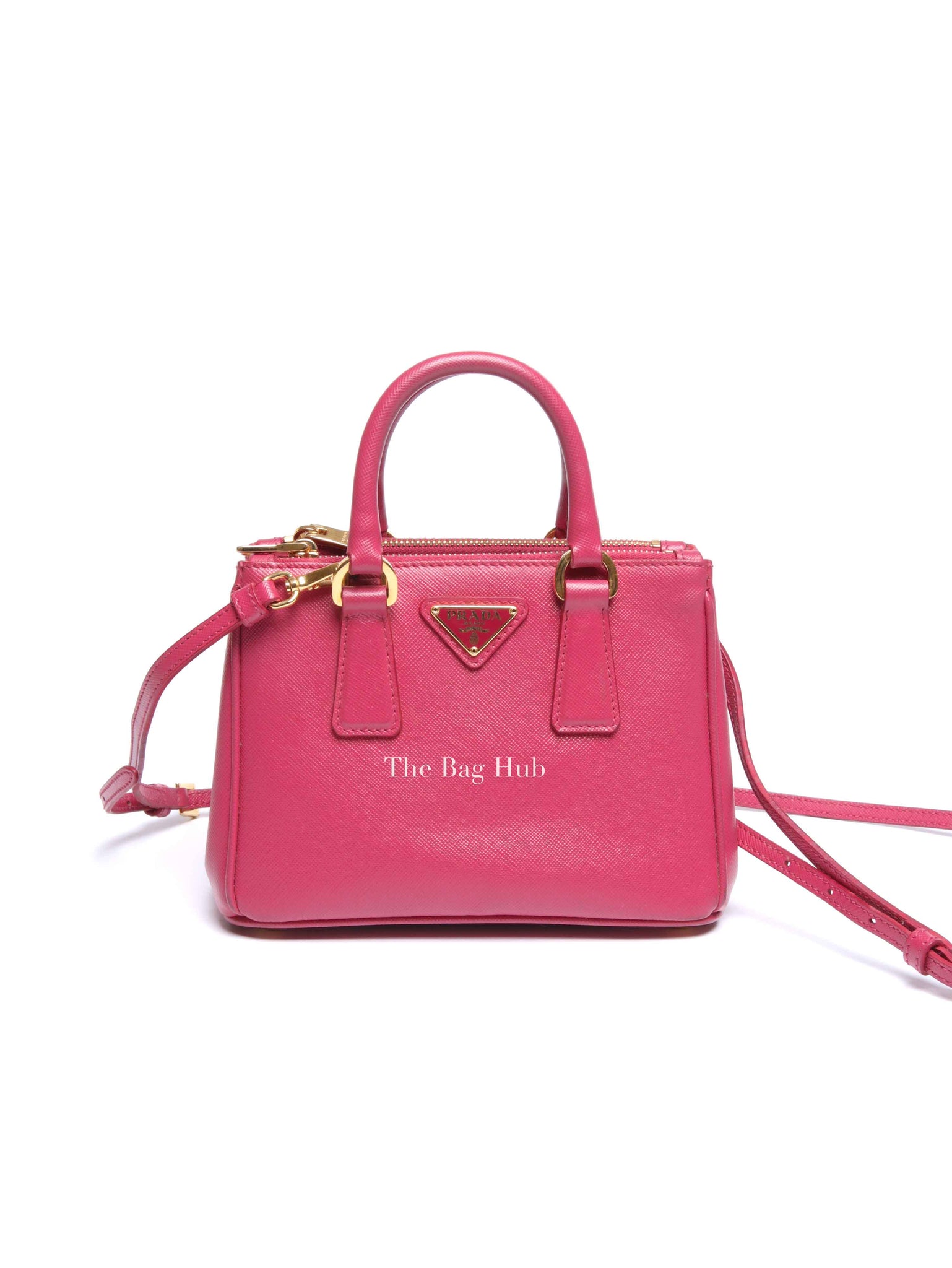 Prada Peonia Saffiano Leather Mini Double Zip Shoulder Bag BN2842