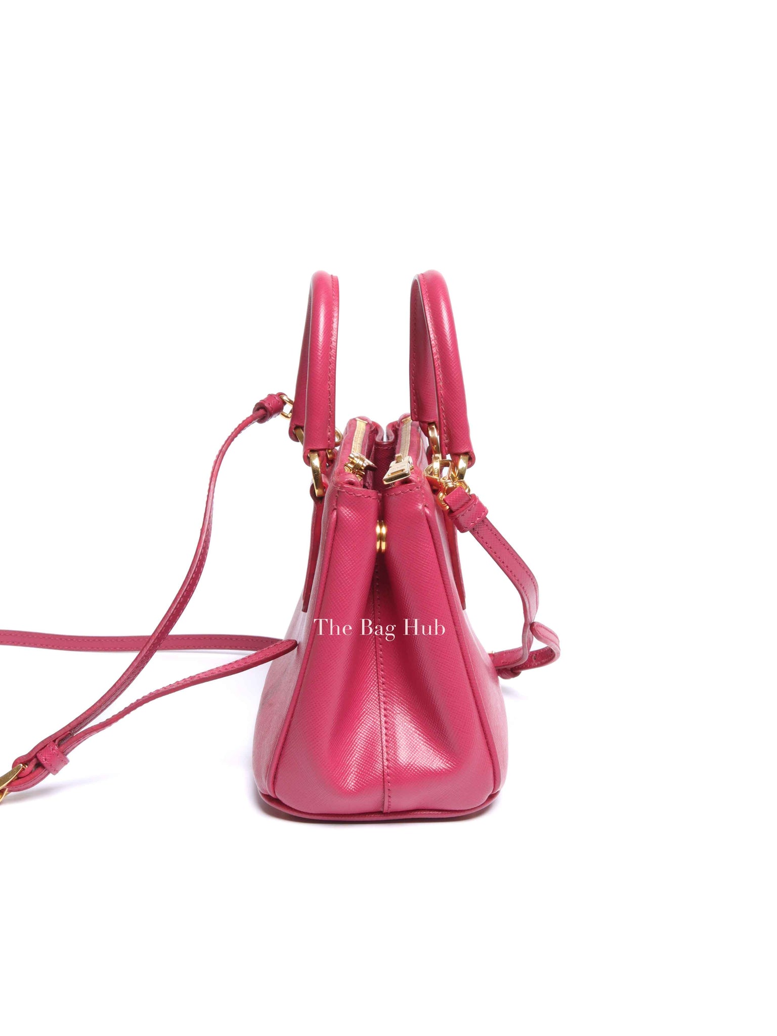 Prada Peonia Saffiano Leather Mini Double Zip Shoulder Bag BN2842
