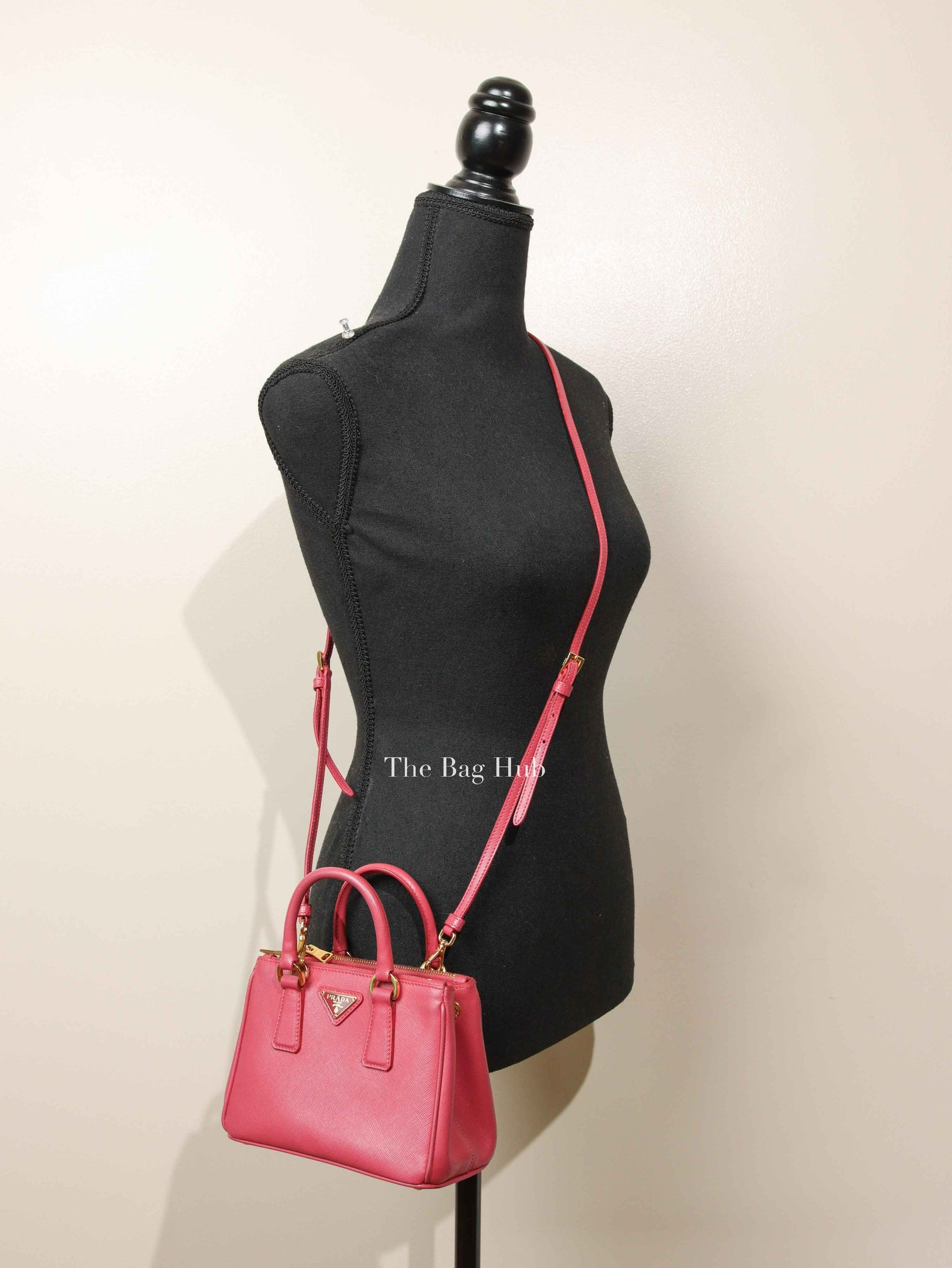 Prada Peonia Saffiano Leather Mini Double Zip Shoulder Bag BN2842