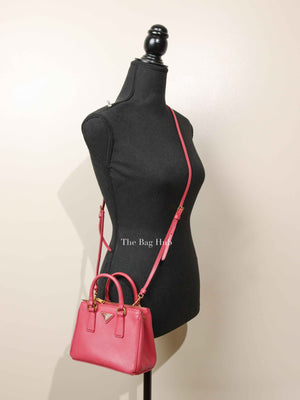 Prada Peonia Saffiano Leather Mini Double Zip Shoulder Bag BN2842