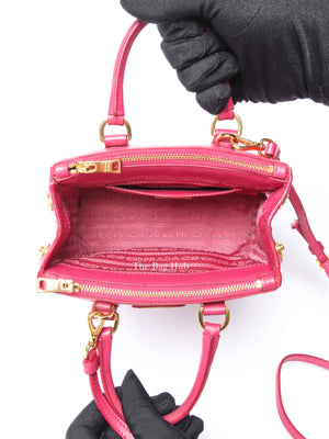 Prada Peonia Saffiano Leather Mini Double Zip Shoulder Bag BN2842