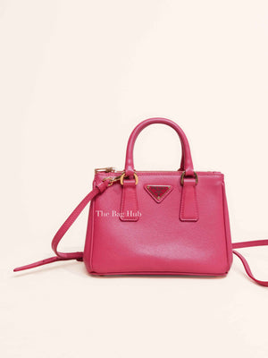Prada Peonia Saffiano Leather Mini Double Zip Shoulder Bag BN2842