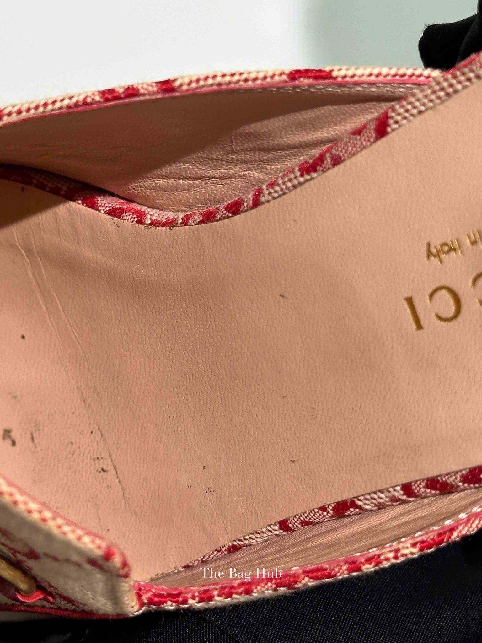 Gucci Red GG Canvas Horsebit Princetown Horsebit Flat Mules Size 37.5