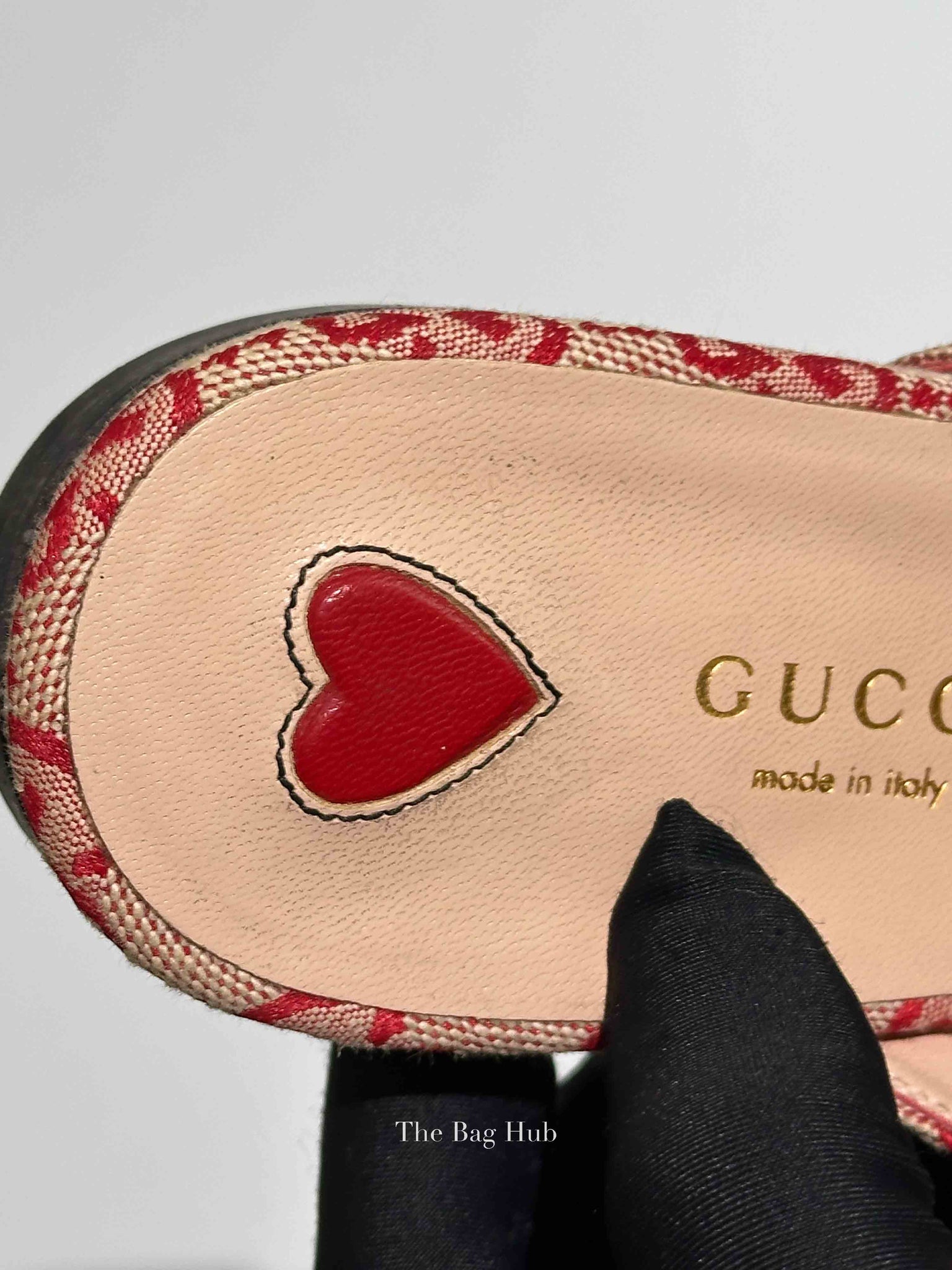 Gucci Red GG Canvas Horsebit Princetown Horsebit Flat Mules Size 37.5
