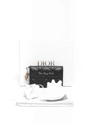 Dior Black Cannage Lambskin Lady Dior Bloom Card Holder