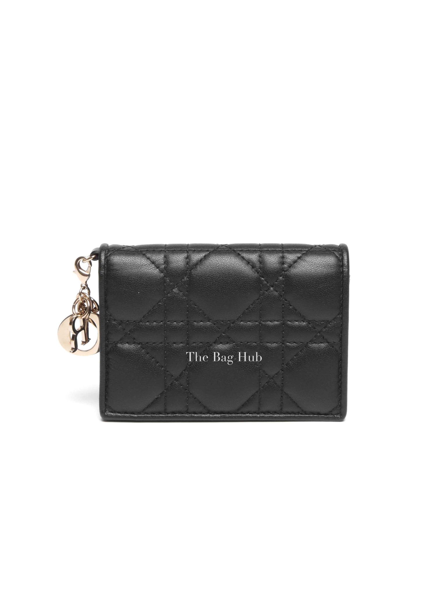 Dior Black Cannage Lambskin Lady Dior Bloom Card Holder