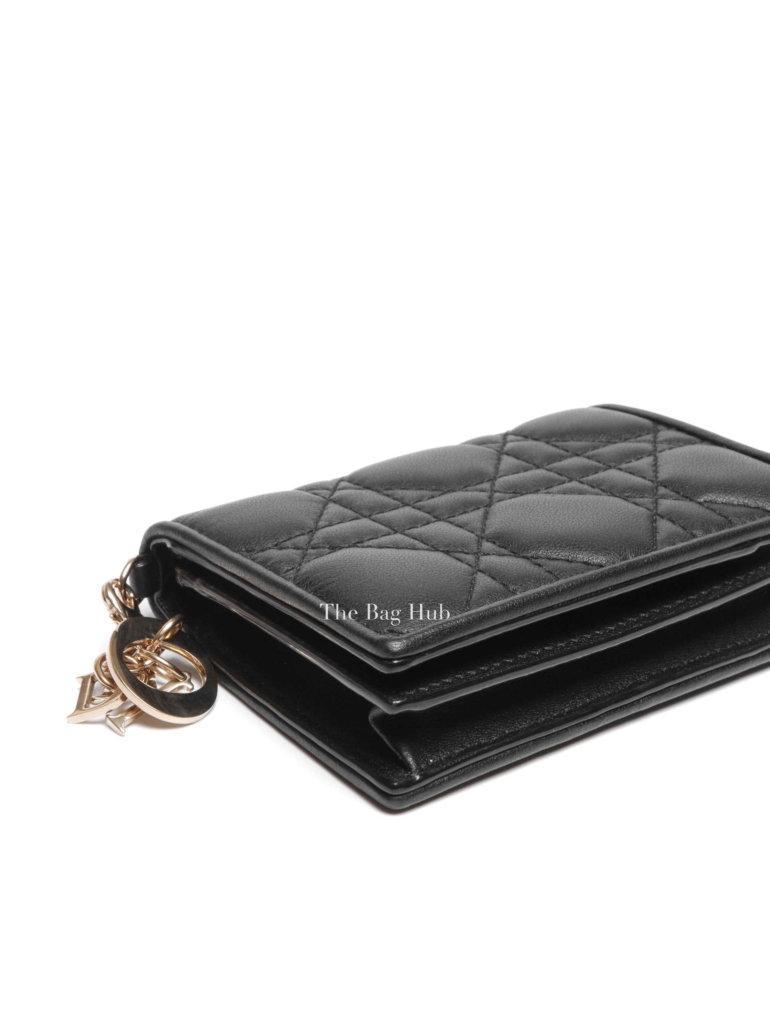 Dior Black Cannage Lambskin Lady Dior Bloom Card Holder
