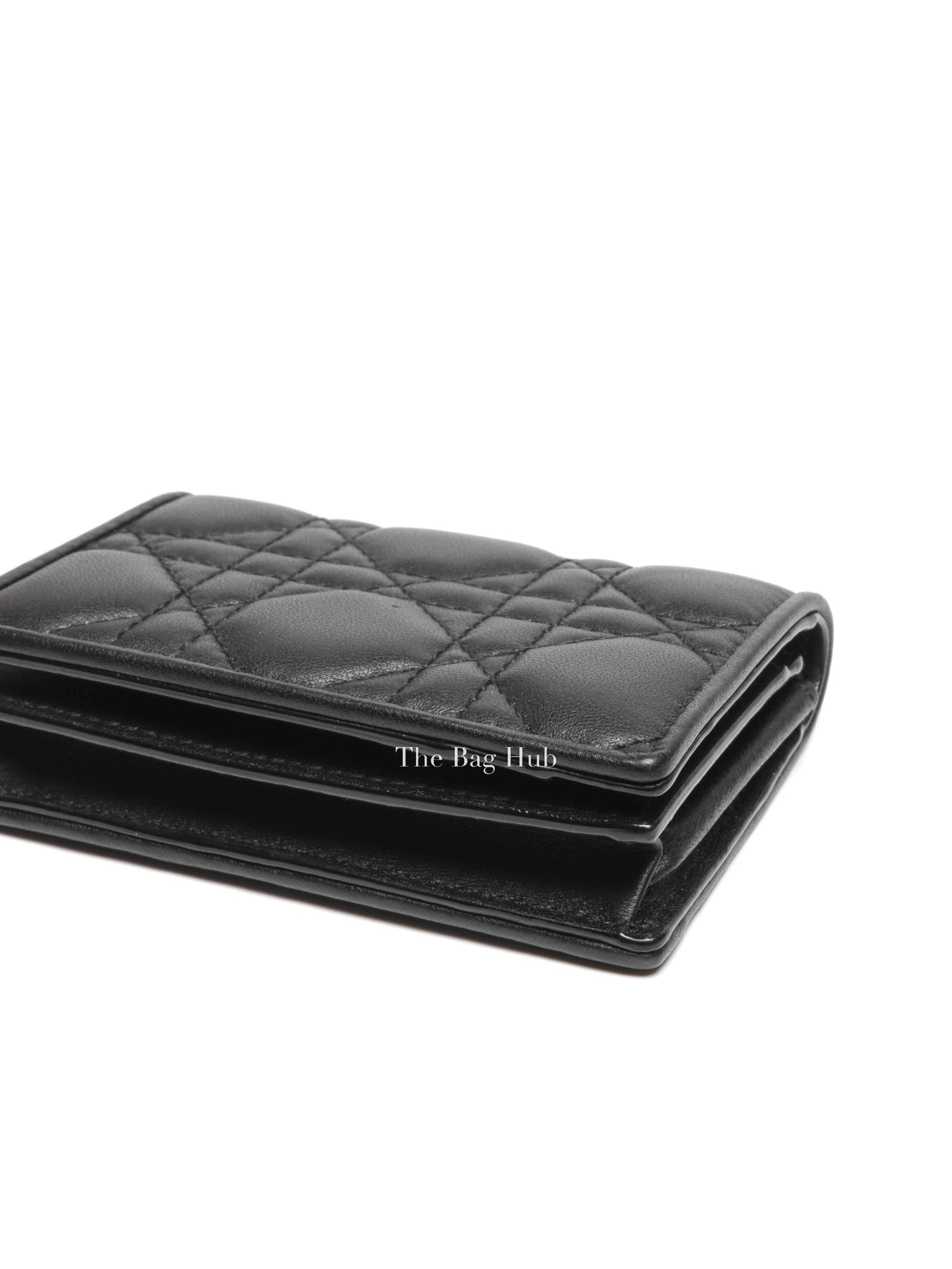 Dior Black Cannage Lambskin Lady Dior Bloom Card Holder
