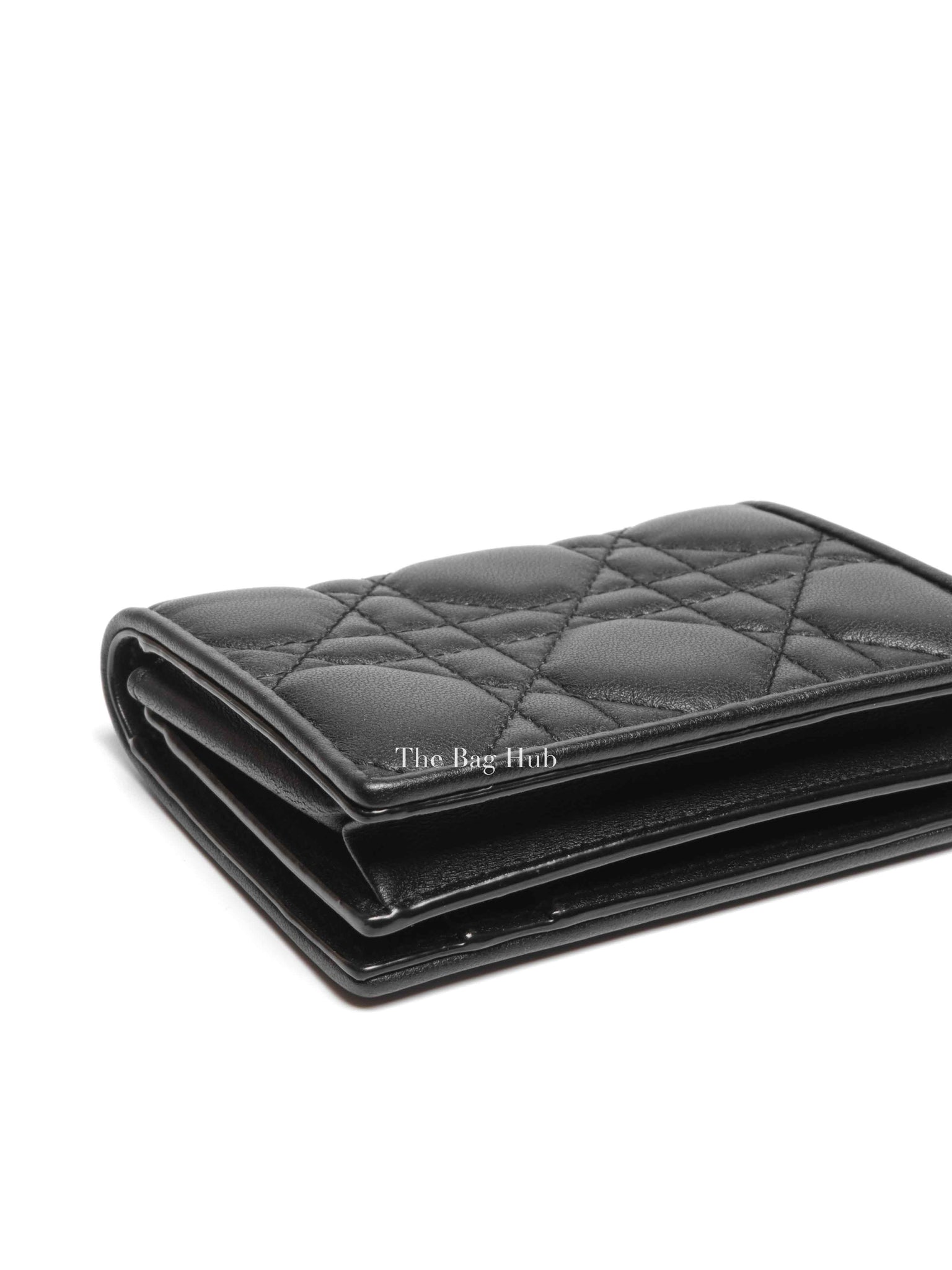 Dior Black Cannage Lambskin Lady Dior Bloom Card Holder