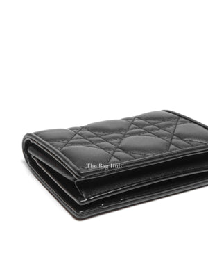 Dior Black Cannage Lambskin Lady Dior Bloom Card Holder