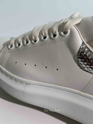 Alexander McQueen White/Silver Leather Oversized Sneakers Size 35