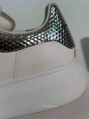 Alexander McQueen White/Silver Leather Oversized Sneakers Size 35