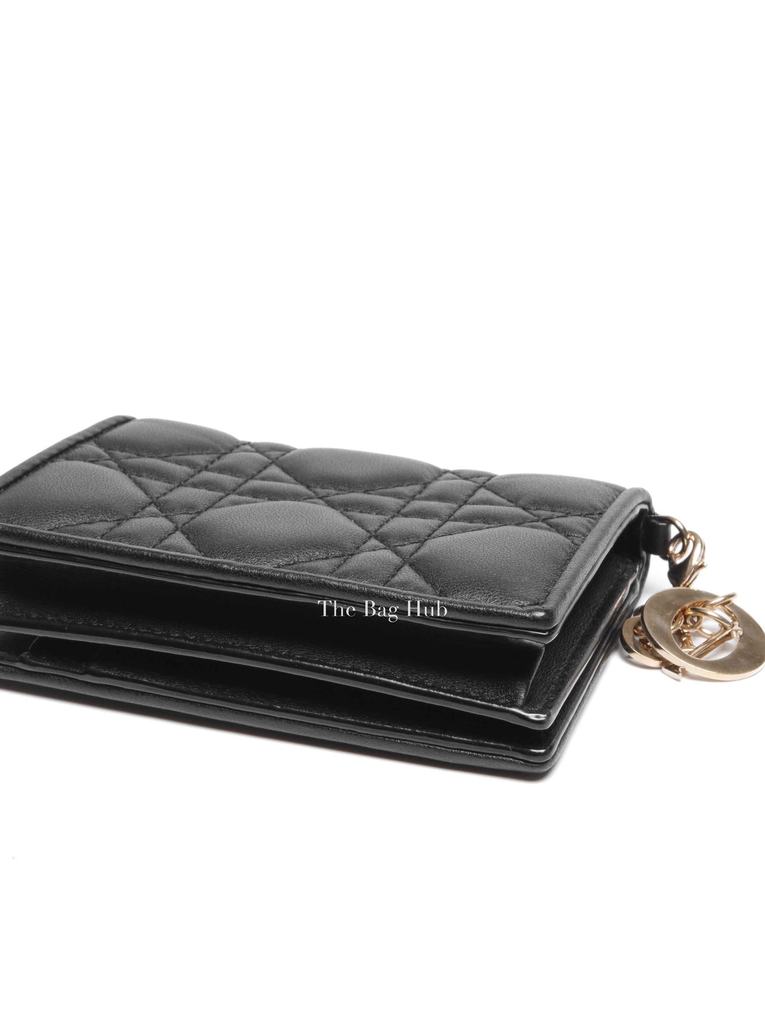 Dior Black Cannage Lambskin Lady Dior Bloom Card Holder