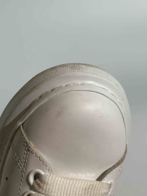 Alexander McQueen White/Silver Leather Oversized Sneakers Size 35