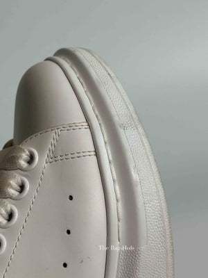 Alexander McQueen White/Silver Leather Oversized Sneakers Size 35