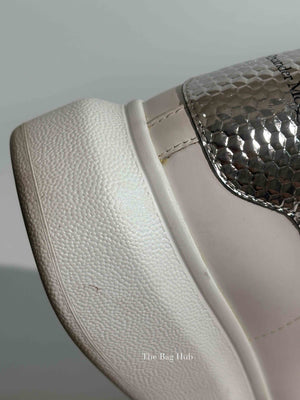 Alexander McQueen White/Silver Leather Oversized Sneakers Size 35