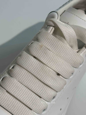 Alexander McQueen White/Silver Leather Oversized Sneakers Size 35