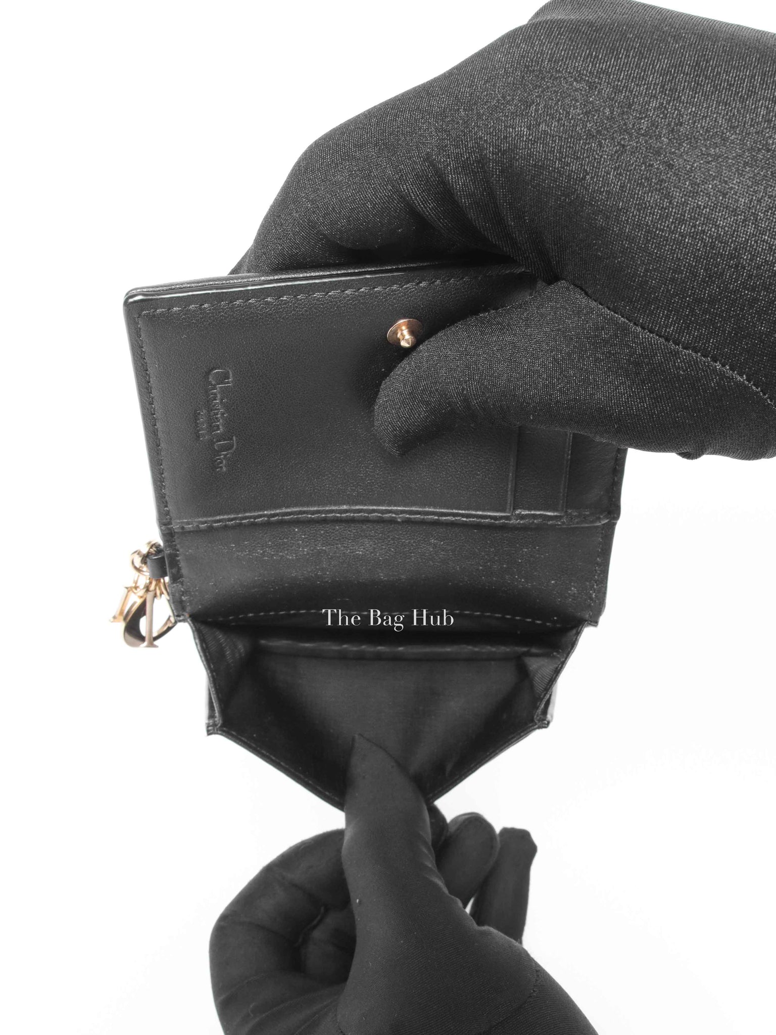 Dior Black Cannage Lambskin Lady Dior Bloom Card Holder