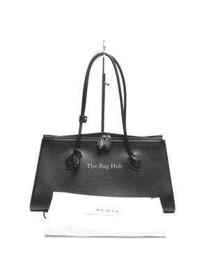 Alaia Black Shiny Grained Leather Le Teckel Tote Bag