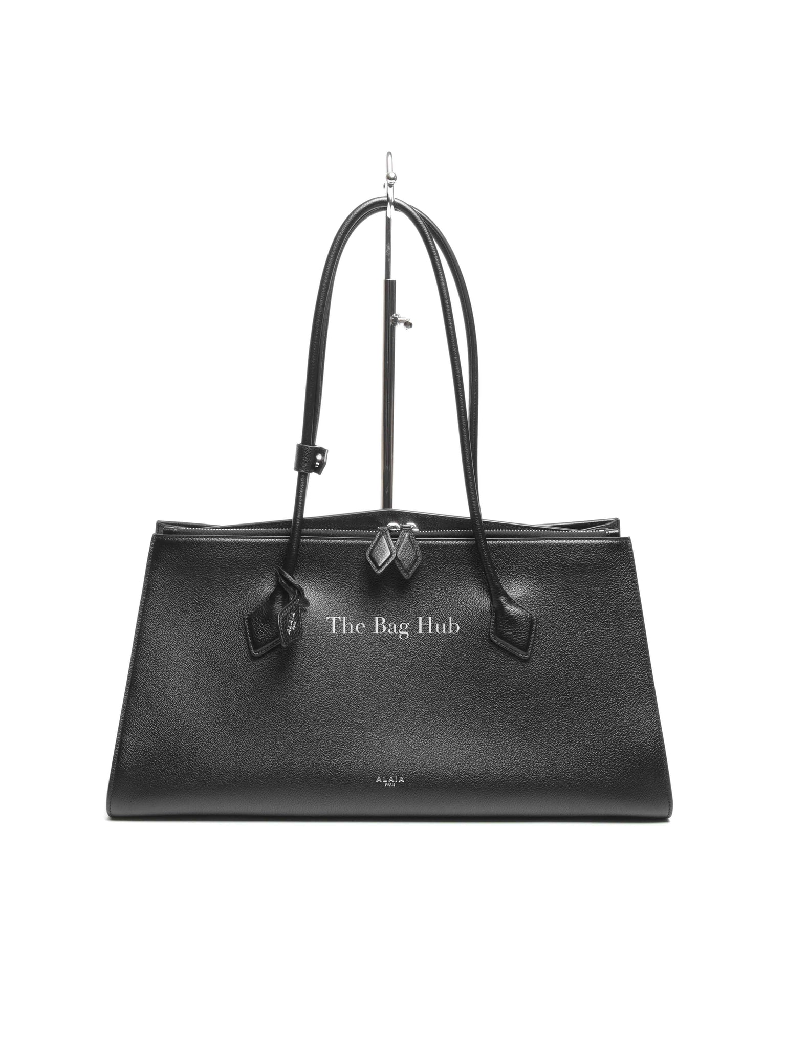 Alaia Black Shiny Grained Leather Le Teckel Tote Bag
