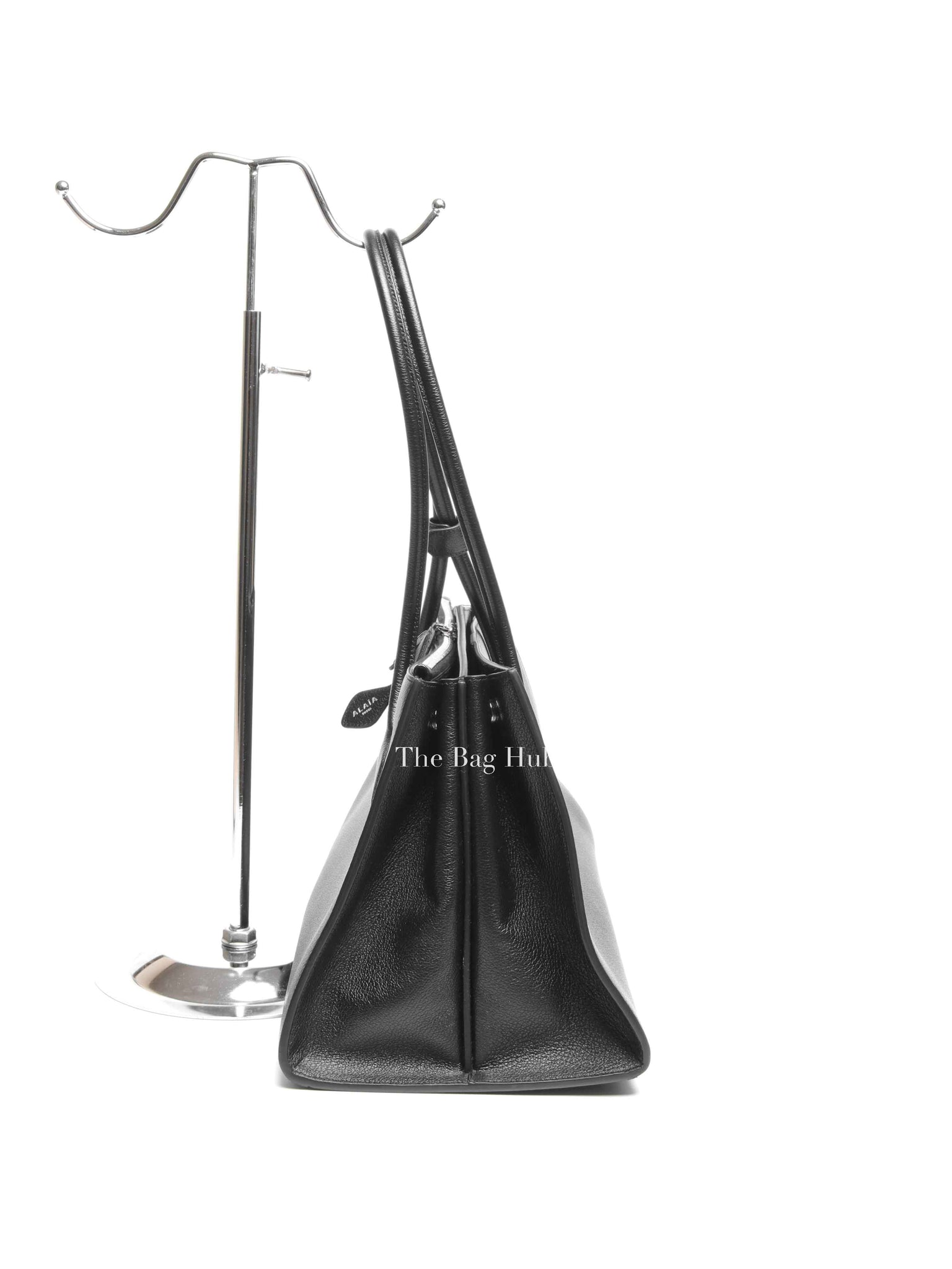 Alaia Black Shiny Grained Leather Le Teckel Tote Bag