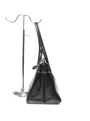Alaia Black Shiny Grained Leather Le Teckel Tote Bag