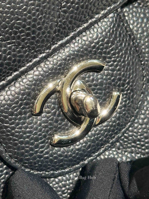 Chanel Black Caviar Large Double Flap Bag SHW