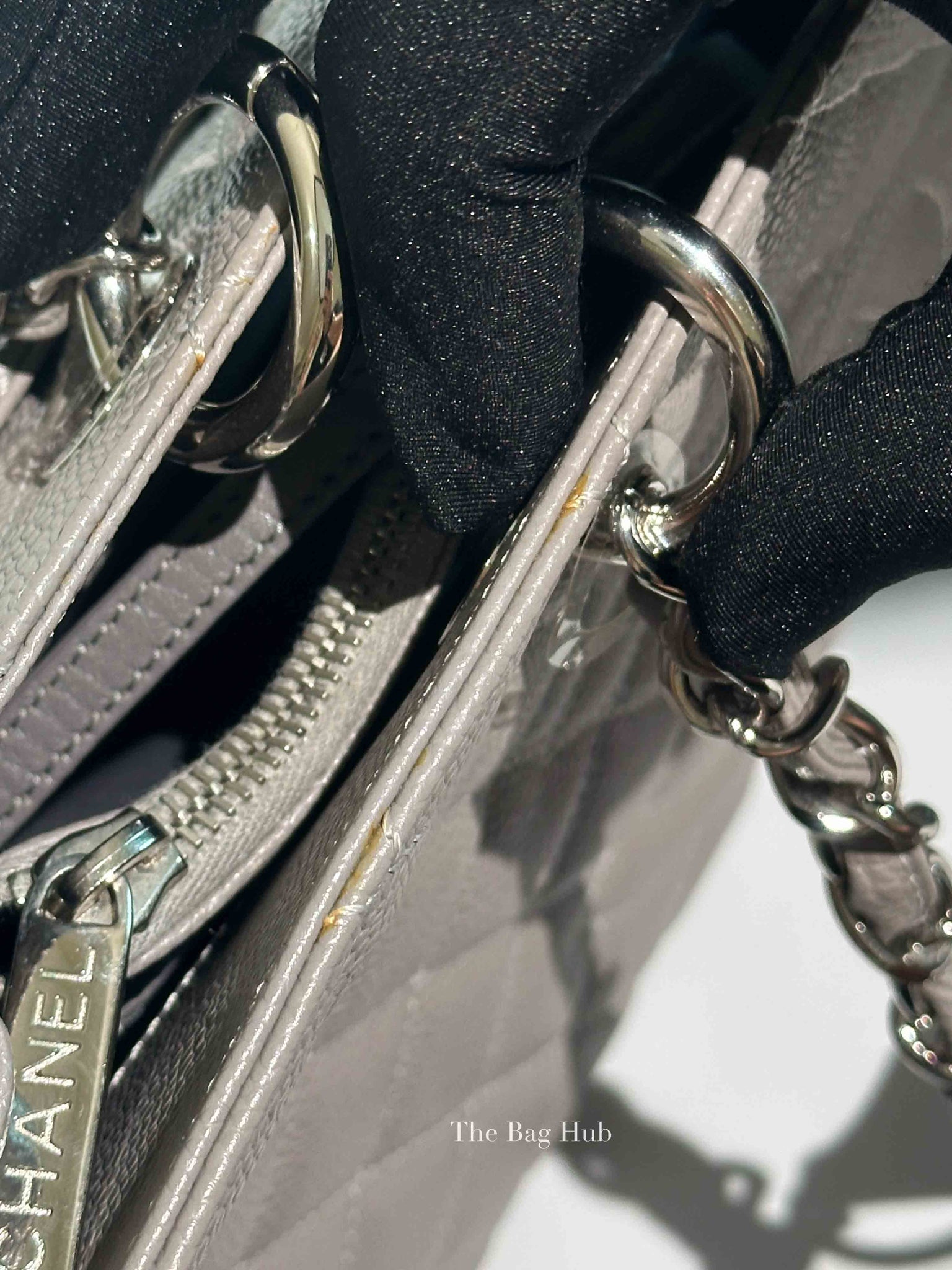 Chanel Grey Quilted Caviar Leather Grand Shopping XL Tote Bag
