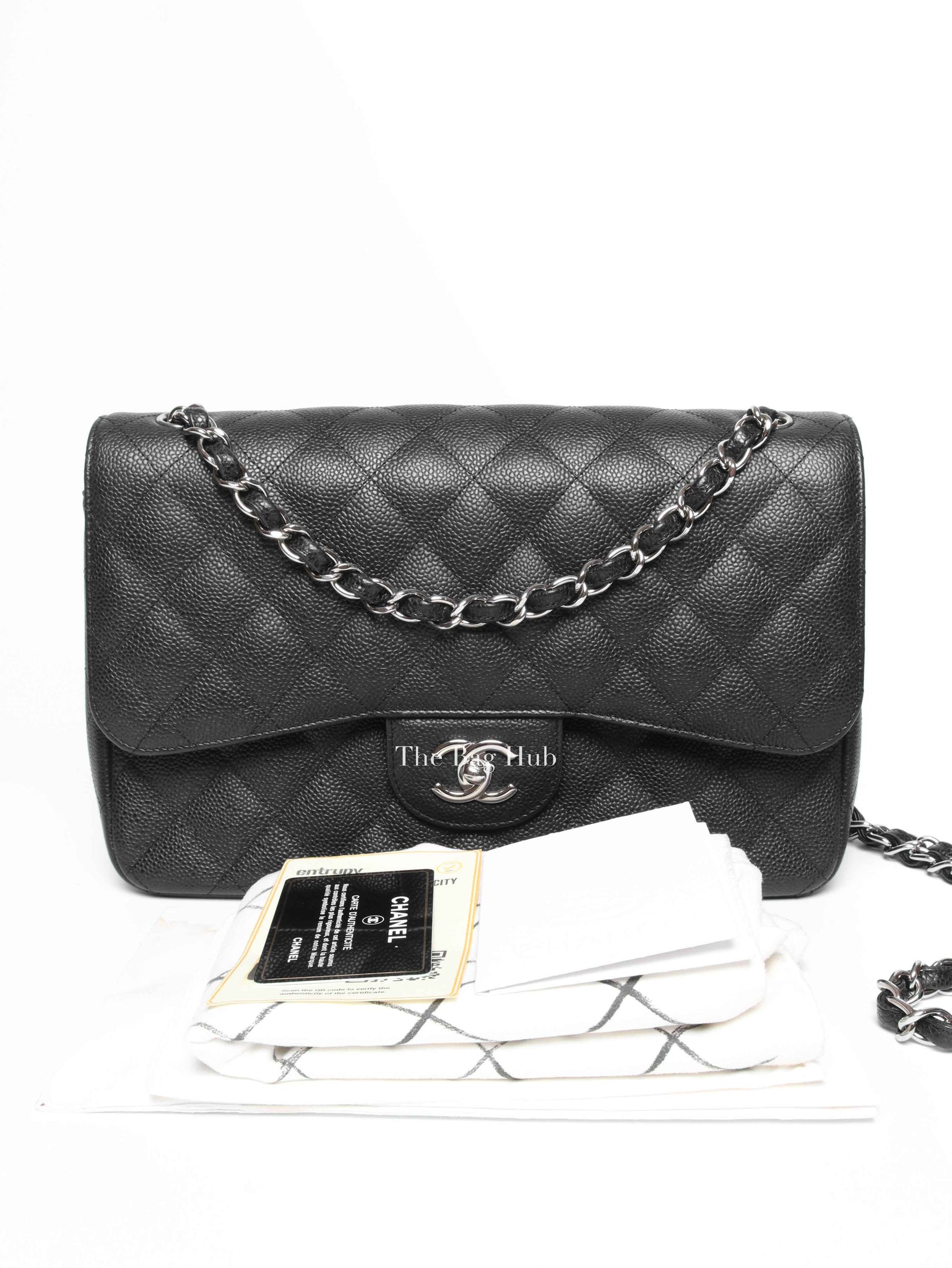 Chanel Black Caviar Large Double Flap Bag SHW