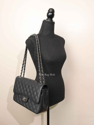 Chanel Black Caviar Large Double Flap Bag SHW