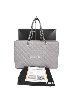 Chanel Grey Quilted Caviar Leather Grand Shopping XL Tote Bag