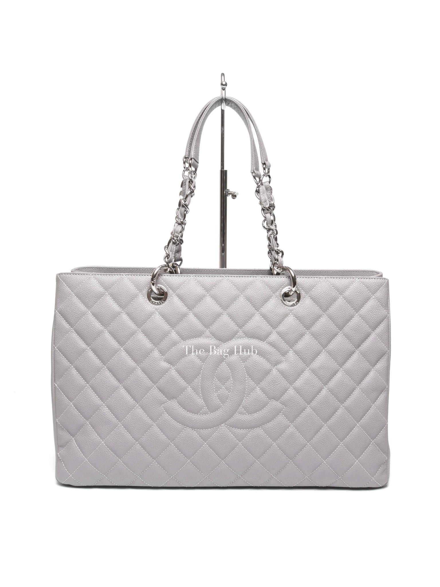 Chanel Grey Quilted Caviar Leather Grand Shopping XL Tote Bag