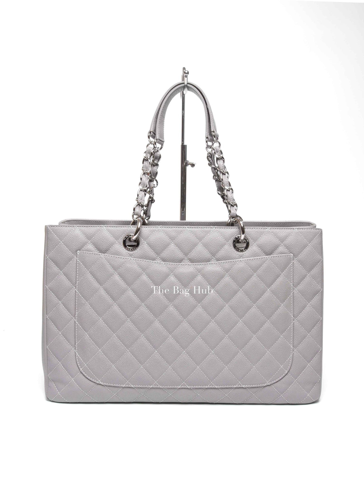Chanel Grey Quilted Caviar Leather Grand Shopping XL Tote Bag