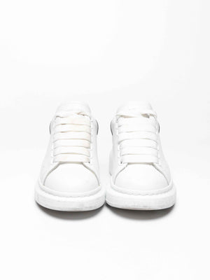 Alexander McQueen White/Silver Leather Oversized Sneakers Size 35