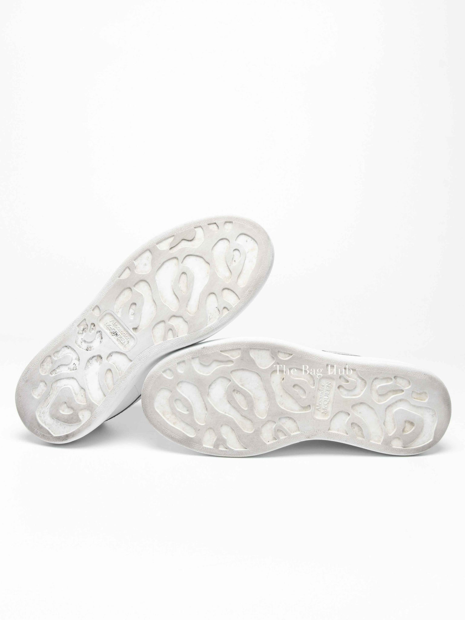 Alexander McQueen White/Silver Leather Oversized Sneakers Size 35