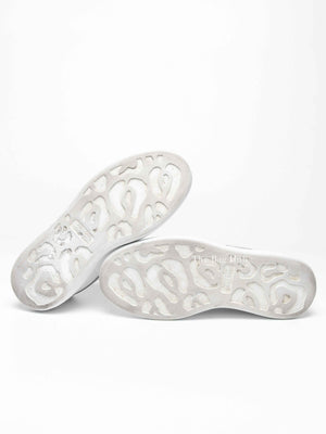 Alexander McQueen White/Silver Leather Oversized Sneakers Size 35