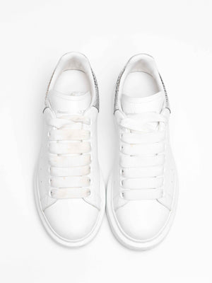 Alexander McQueen White/Silver Leather Oversized Sneakers Size 35