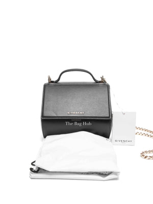 Givenchy Black Textured Calfskin Mini Pandora Box Chain Crossbody Bag
