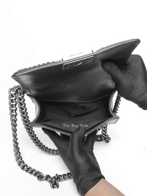 Chanel Charcoal Shiny Goatskin Quilted Small Boy Top Handle Flap Bag