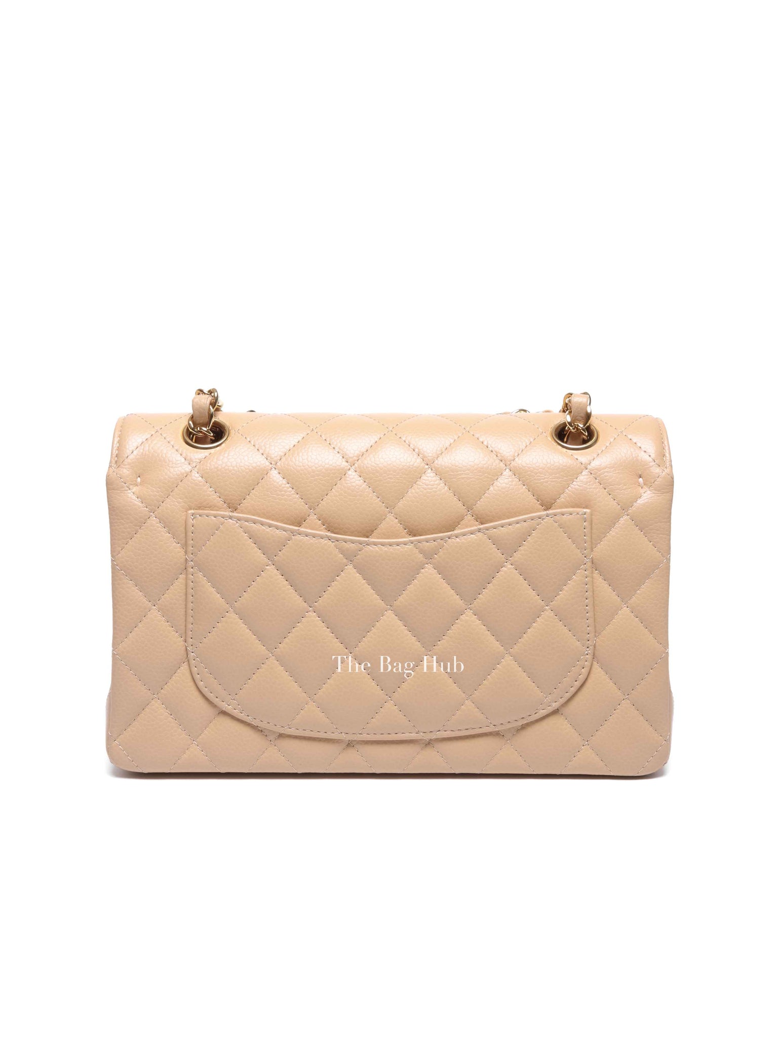 Chanel Light Beige Quilted Caviar Leather Small Classic Double Flap Bag