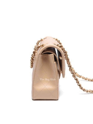 Chanel Light Beige Quilted Caviar Leather Small Classic Double Flap Bag