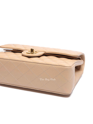 Chanel Light Beige Quilted Caviar Leather Small Classic Double Flap Bag