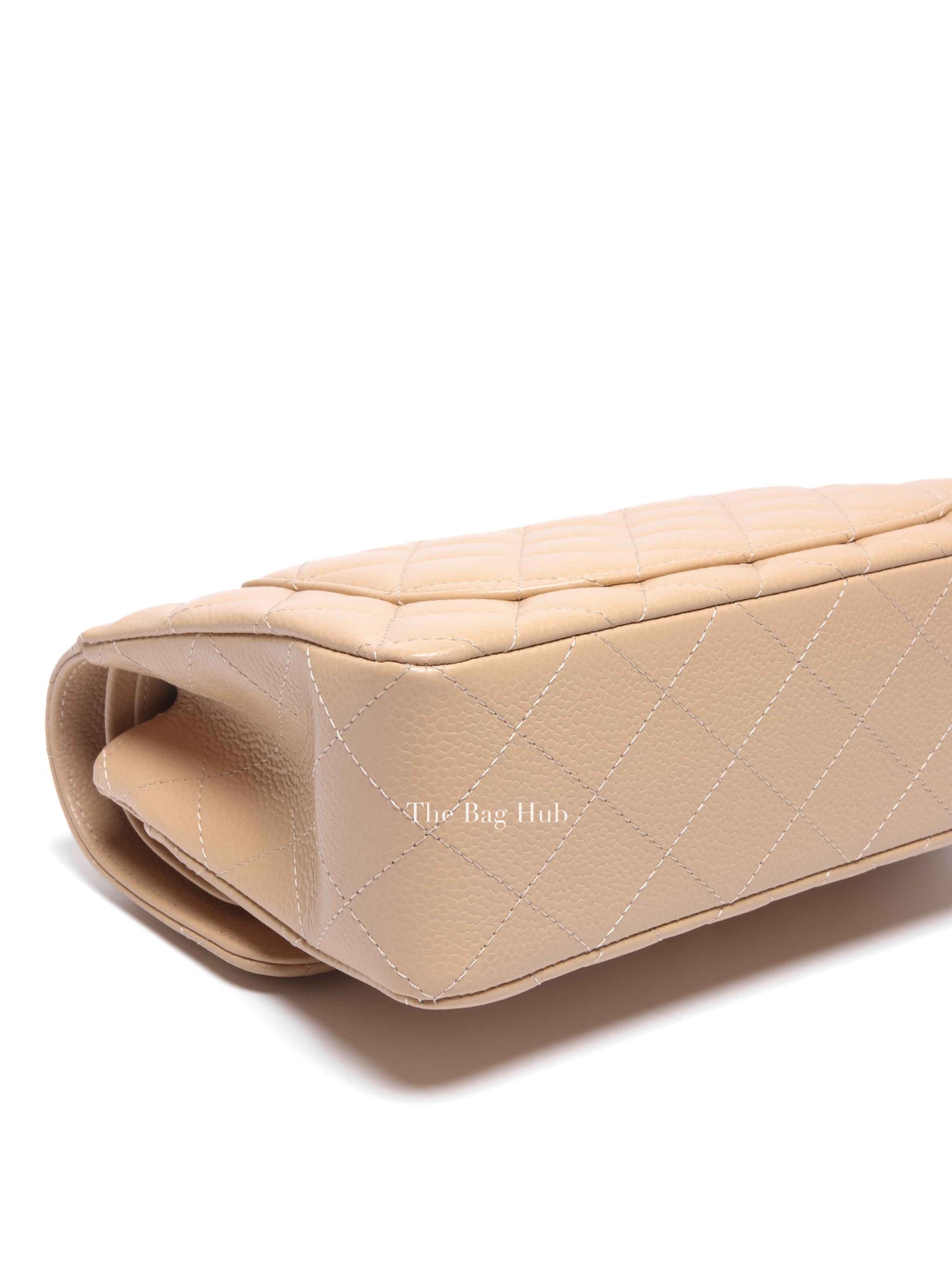Chanel Light Beige Quilted Caviar Leather Small Classic Double Flap Bag