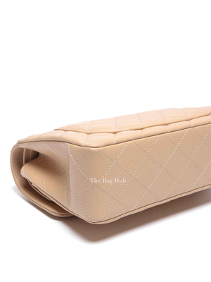 Chanel Light Beige Quilted Caviar Leather Small Classic Double Flap Bag