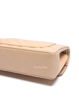 Chanel Light Beige Quilted Caviar Leather Small Classic Double Flap Bag