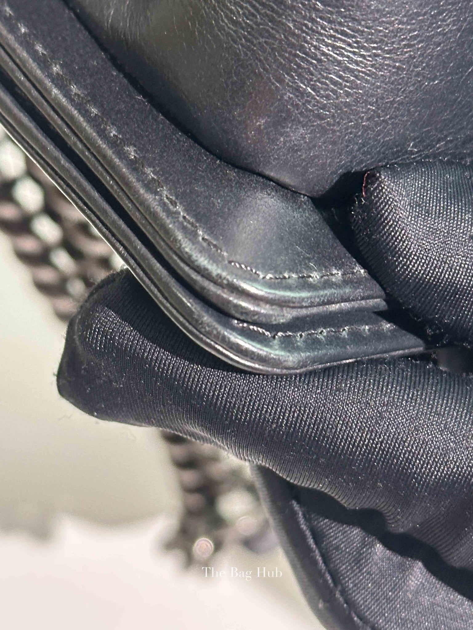 Chanel Charcoal Shiny Goatskin Quilted Small Boy Top Handle Flap Bag