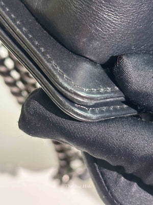Chanel Charcoal Shiny Goatskin Quilted Small Boy Top Handle Flap Bag